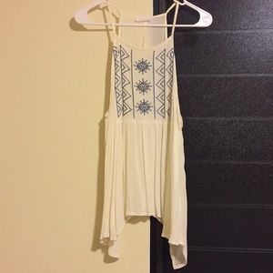 High neck white tank